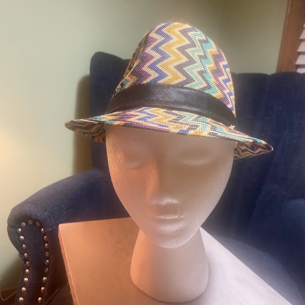 Colorful Zigzag Pattern Fedora Hat - image 2